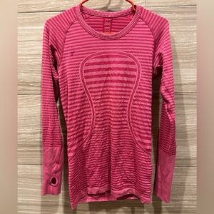 Lululemon pink striped long sleeve